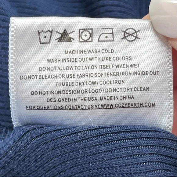 Cozy Earth Women Bamboo Rib-Knit Boyfriend Sleep Dress Navy Blue XL‎ *TINY FLAW